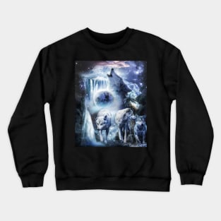 Tropical Wolves Wolf Howling At Moon Crewneck Sweatshirt